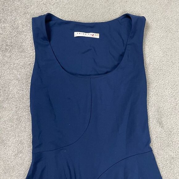 Trina Turk Dress Size Small Womens Navy Blue Scoop Neck Sleeveless Stretch NWOT - Picture 2 of 4